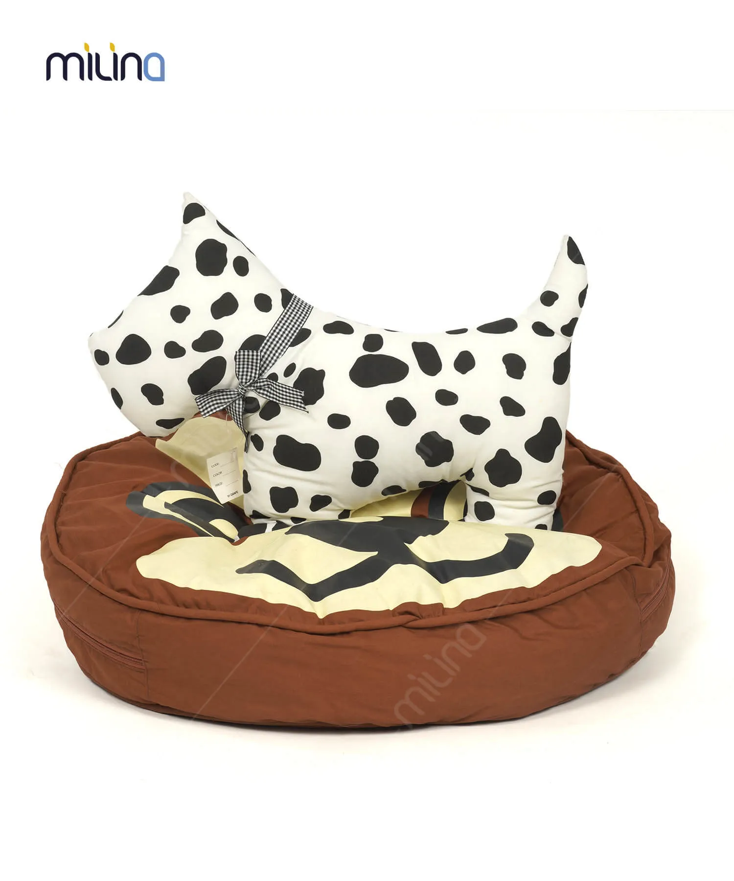 ที่นอนสุนัข เบาะสุนัข ผ้า TC ทรงกลมลายหน้าน้องหมา - HD3002 - Image 2