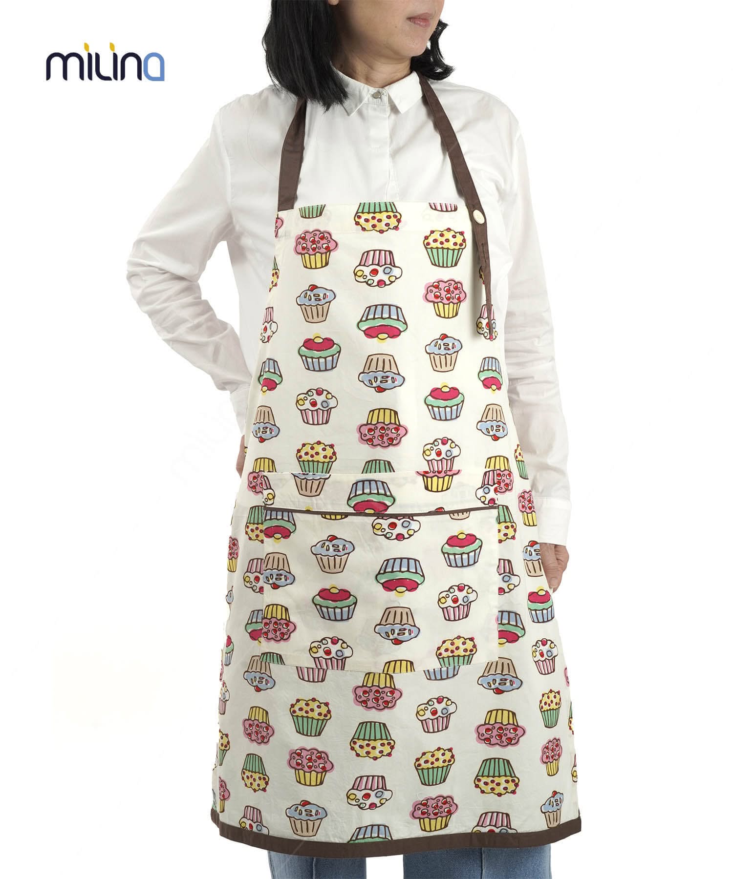 รับผลิตกระเป๋าผ้า ผ้ากันเปื้อน ลาย Cupcake - HD2008 รับผลิตผ้ากันเปื้อน ตามแบบ
